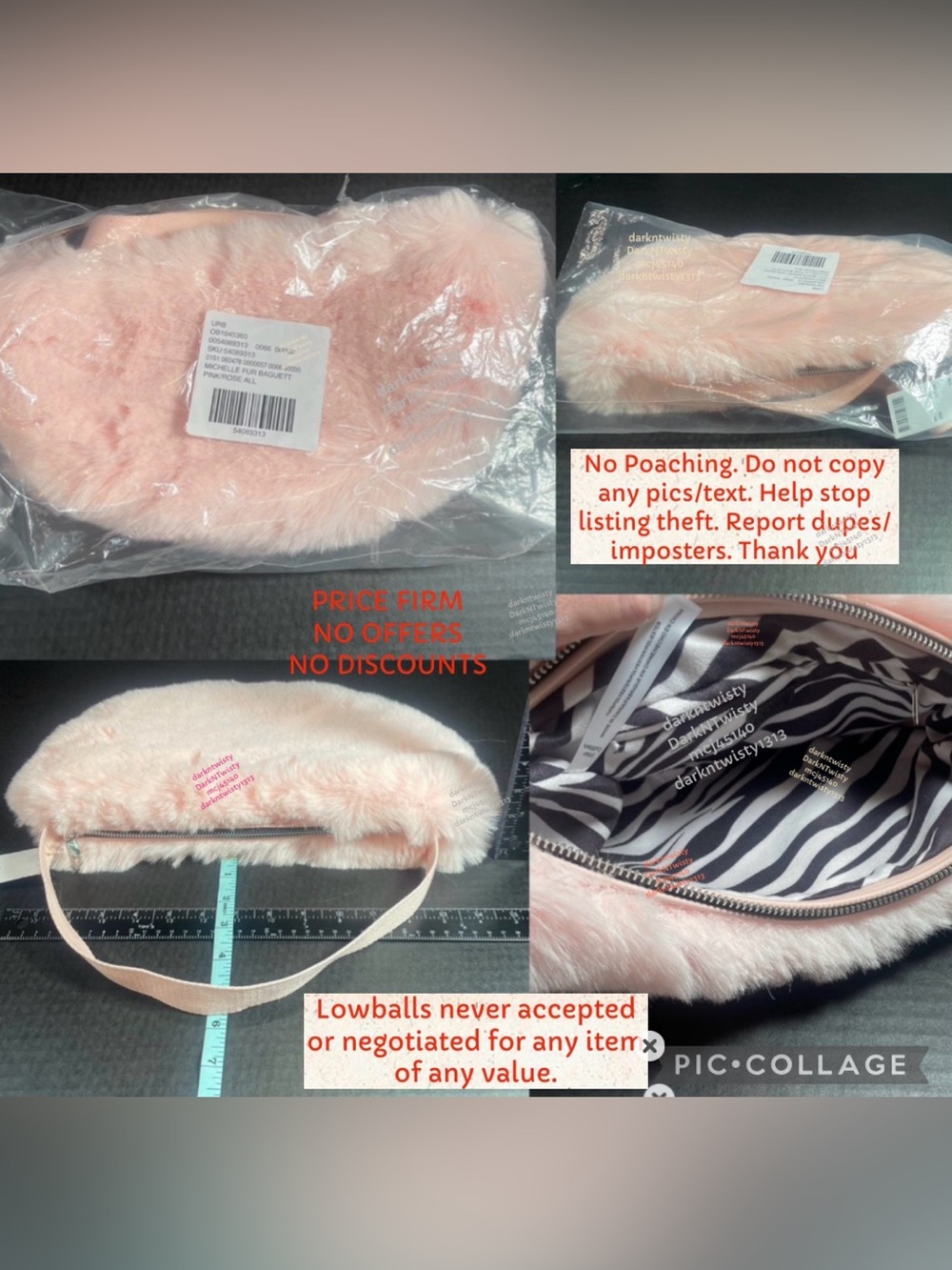 BNWT Urban Outfitters half moon plush faux fur handbag pink soft! PRICE FIRM!!! - Picture 3 of 12